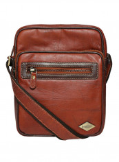Leather Zipper Crossbody Bag Brown