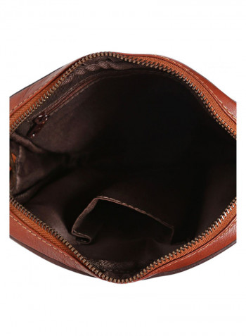 Leather Zipper Crossbody Bag Brown