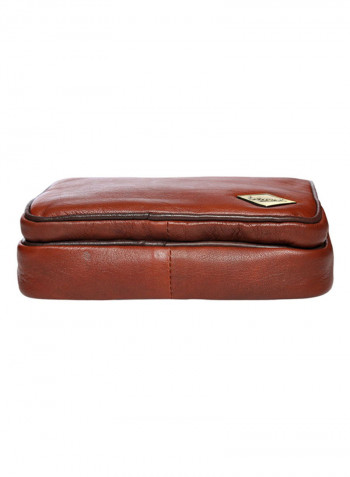 Leather Zipper Crossbody Bag Brown