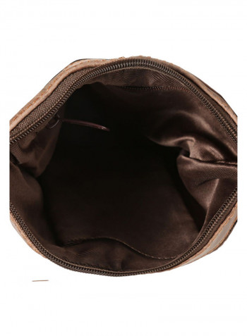Leather Zipper Crossbody Bag Brown