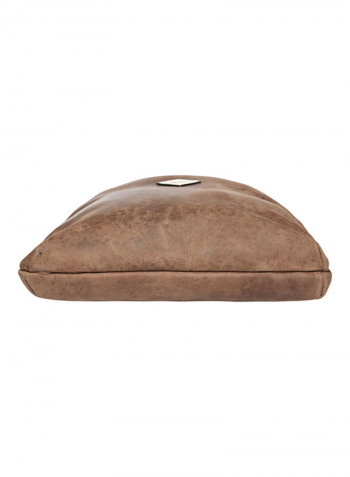 Leather Zipper Crossbody Bag Brown
