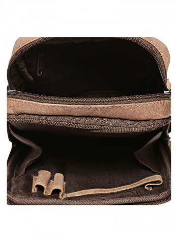 Leather Zipper Crossbody Bag Brown