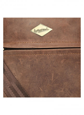 Leather Zipper Crossbody Bag Brown