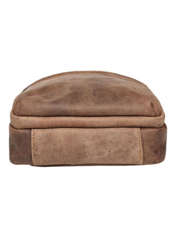 Leather Zipper Crossbody Bag Brown