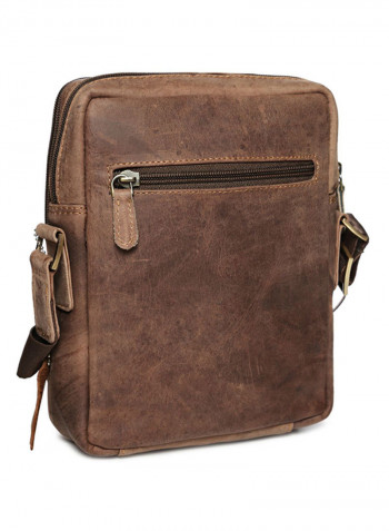Leather Zipper Crossbody Bag Brown