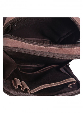 Leather Zipper Crossbody Bag Brown