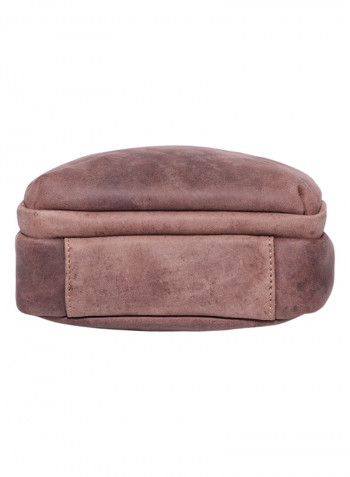 Leather Zipper Crossbody Bag Brown