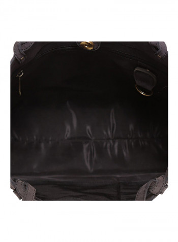 Leather Stitched Detail Tote Bag Brown