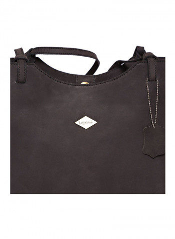 Leather Stitched Detail Tote Bag Brown
