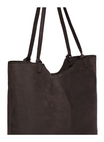 Leather Stitched Detail Tote Bag Brown