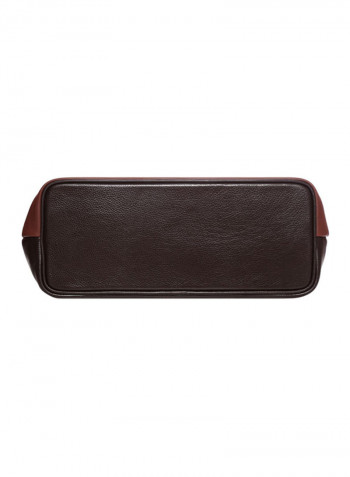 Leather Stitched Detail Tote Bag Brown