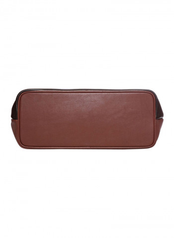 Leather Stitched Detail Tote Bag Brown