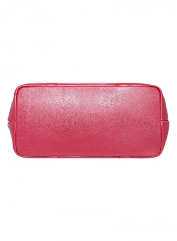 Leather Stitched Detail Tote Bag Red