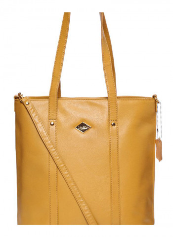 Leather Stitched Detail Tote Bag Yellow