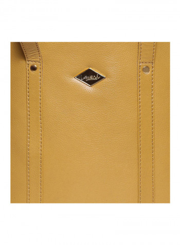 Leather Stitched Detail Tote Bag Yellow