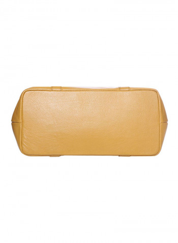 Leather Stitched Detail Tote Bag Yellow