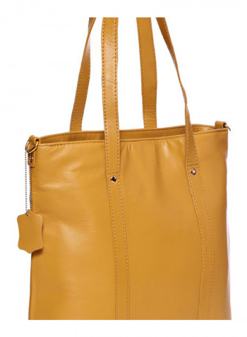 Leather Stitched Detail Tote Bag Yellow