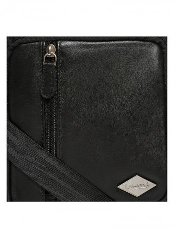 Leather Zipper Crossbody Bag Black