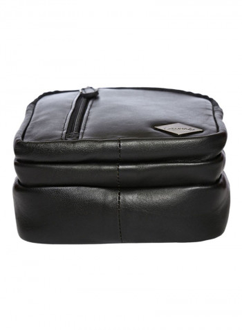 Leather Zipper Crossbody Bag Black