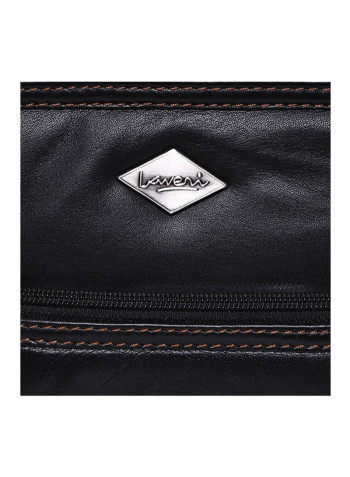 Leather Zipper Crossbody Bag Black