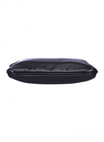 Leather Zipper Crossbody Bag Black