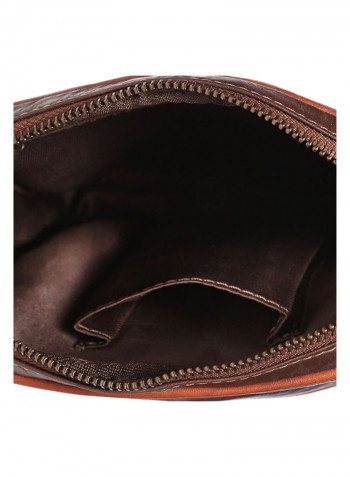 Leather Zipper Crossbody Bag Brown