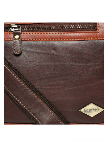 Leather Zipper Crossbody Bag Brown