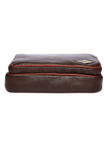 Leather Zipper Crossbody Bag Brown