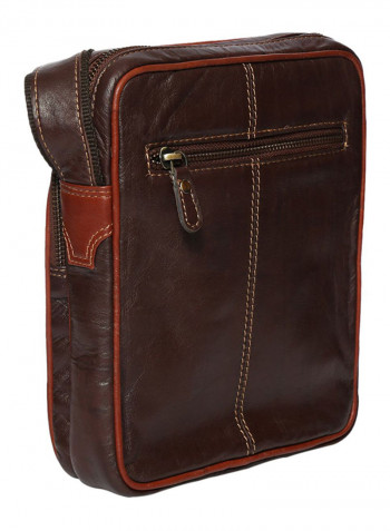 Leather Zipper Crossbody Bag Brown