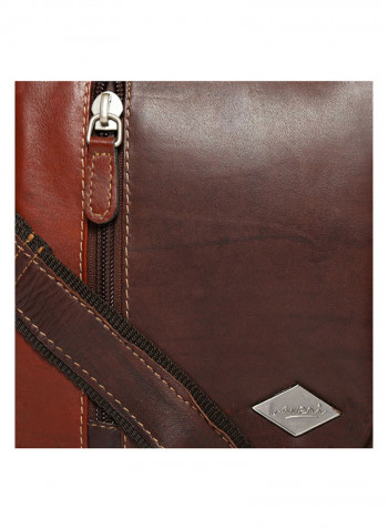 Leather Zipper Crossbody Bag Brown