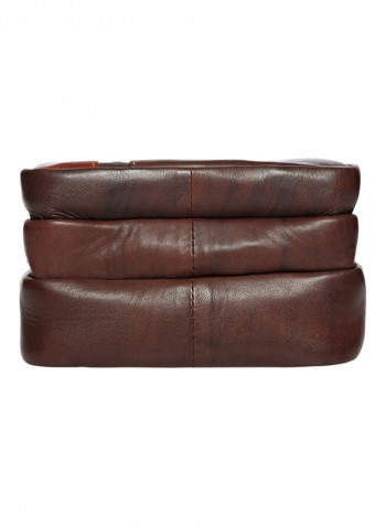 Leather Zipper Crossbody Bag Brown