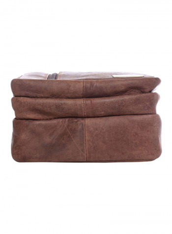 Leather Zipper Crossbody Bag Brown