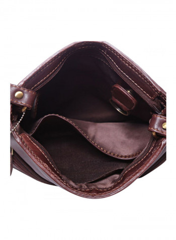 Leather Zipper Crossbody Bag Brown