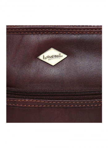 Leather Zipper Crossbody Bag Brown