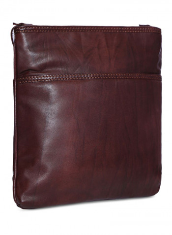 Leather Zipper Crossbody Bag Brown