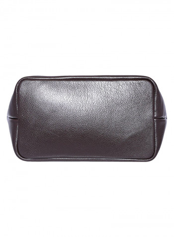Leather Zipper Hobo Bag Brown