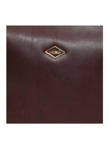 Leather Zipper Hobo Bag Brown