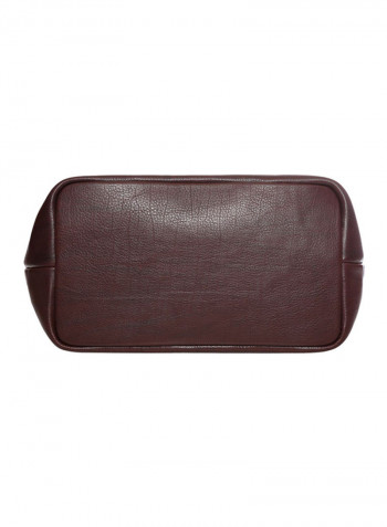 Leather Zipper Hobo Bag Brown