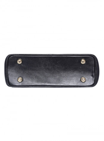 Leather Stitched Detail Tote Bag Black