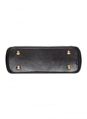 Leather Stitched Detail Tote Bag Black