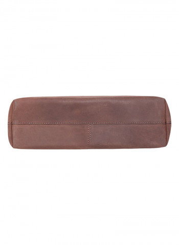 Leather Stitched Detail Tote Bag Brown