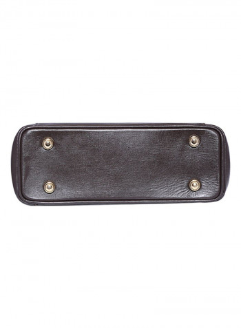 Leather Stitched Detail Tote Bag Brown