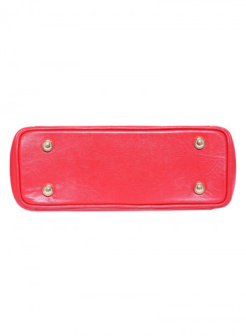 Leather Stitched Detail Tote Bag Red