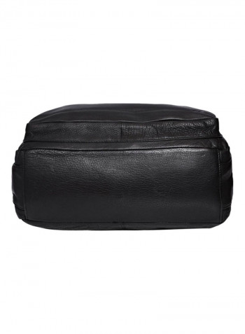 Leather Zipper Closure Crossbody Bag Black