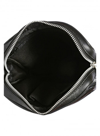 Leather Zipper Crossbody Bag Black