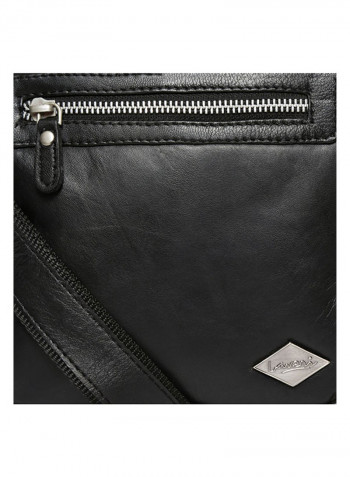 Leather Zipper Crossbody Bag Black