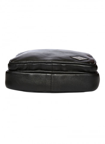 Leather Zipper Crossbody Bag Black
