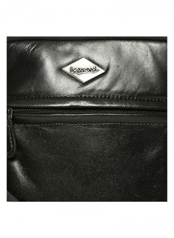 Leather Zipper Crossbody Bag Black