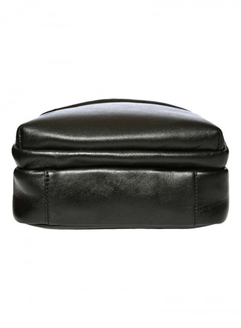 Leather Zipper Crossbody Bag Black