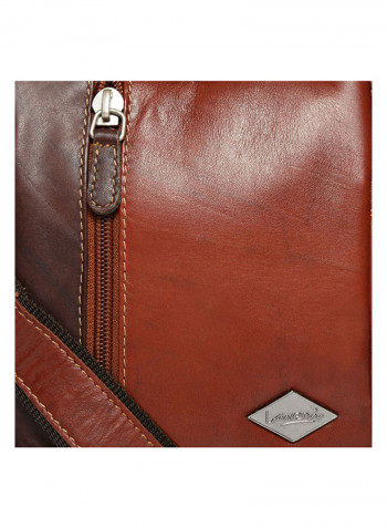 Leather Zipper Crossbody Bag Brown